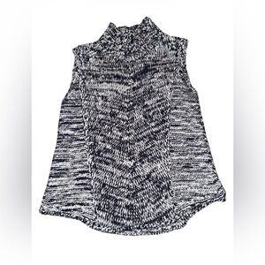 White House Black Market Navy and White Knit Top